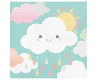 Oh Baby Unisex nubes & Gotas de Lluvia Bebé Ducha Colorido Colgante Decoraciones 2pk