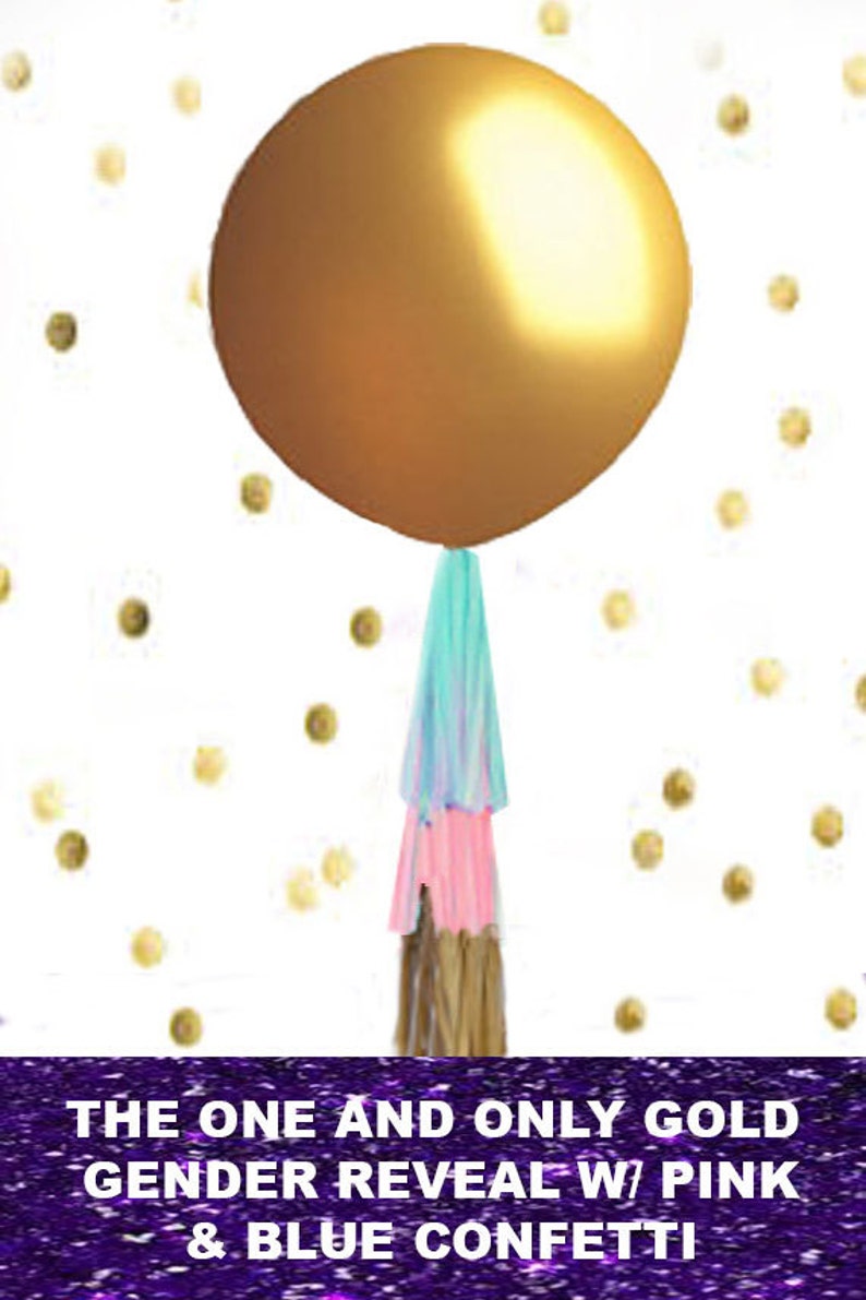 Gold Gender Reveal Balloon, Gold Ballons for Gender Reveal Party Kit with Confetti, Pink Peach Gold Blue Mint Navy Baby Shower image 6