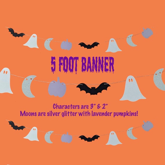 Halloween Pastel Banner, Birthday Little Boo Ghosts, moons, bats, and pumpkins, pastel party decor, personalized cake topper, pastel fans