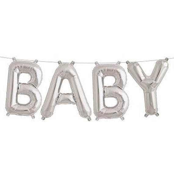 Baby Balloons 16" Silver Balloons in Rose Gold, Silver, or Gold Foil,  Baby Shower or Gender Reveal