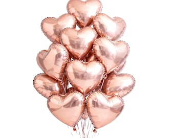 Rose Gold Heart Balloon, Valentine's Wedding decor heart shaped, Galentine Heart Balloon Bouquet 18" or 36" First Birthday Baby Shower