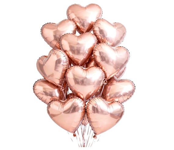 Rose Gold Heart Balloon, Valentine's Wedding decor heart shaped, Galentine Heart Balloon Bouquet 18" or 36" First Birthday Baby Shower