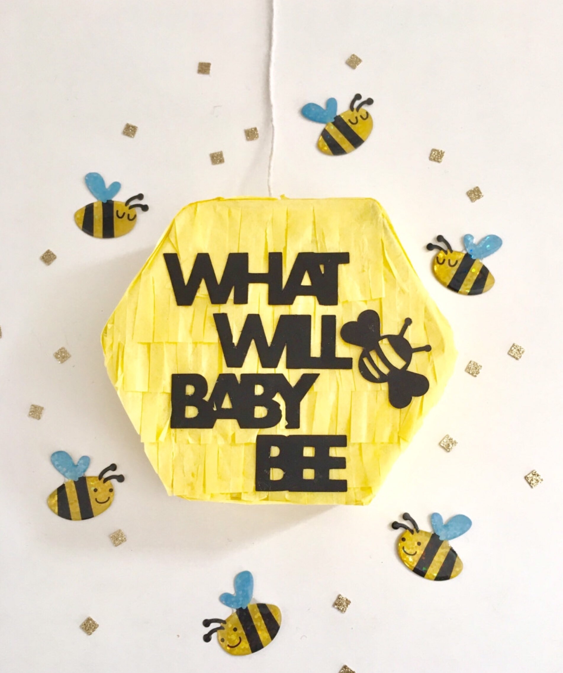 Honey Bee Party Decorations, Bumble Bee Baby Shower Hanging Paper Fans  Lanterns Tissue Honeycomb Ball Glitter Circle Dot Garland Black and Yellow  for