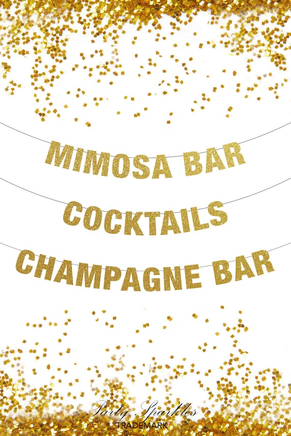 Mimosa Bar Banner, Cocktails Banner, Champagne Bar Banner, Bridal Shower Brunch Banner, Holiday Banner,  Bubbly Bar, Baby Shower Banner