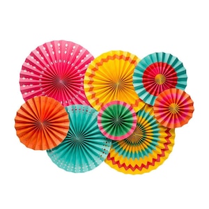 Decoraciones de abanicos para fiestas mexicanas, pancartas para fiestas, decoraciones para el Cinco de Mayo, decoración para fiestas de tacos, flores de papel, despedidas de soltera