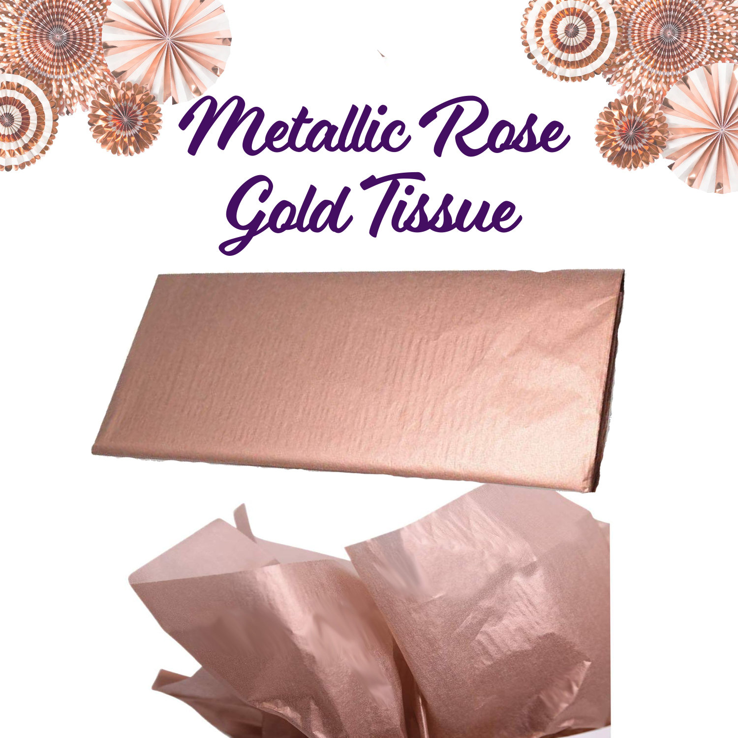 Metallic Rose Gold Tissue Paper Pom Pom Flowers, Spring Decor