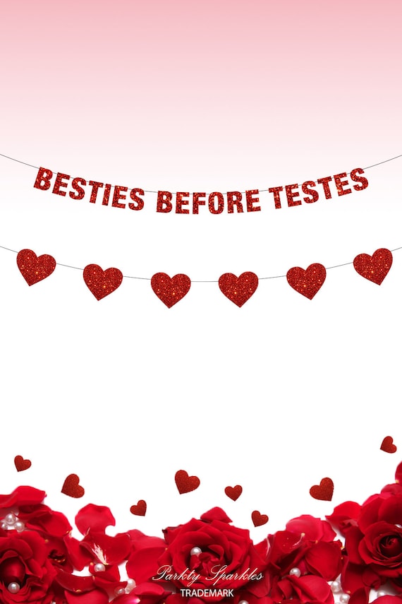 Besties Before Testes Banner, Besties Before Testes, funny Valentines Day Decor, Anti Valentines Day, Valentine's Day, Hoes before Bros