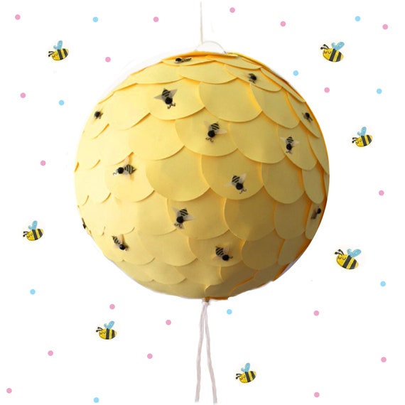 Gender Reveal Bee Theme Piñata Pull String, Bee Hive piñata ideas What Will It Bee Piñata, Baby Be Party Decorations, Gender Party