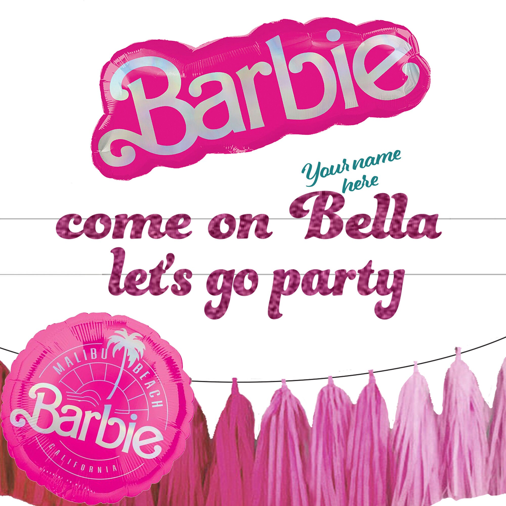 Globos y/o ramo de Barbie, decoraciones de fiesta de Barbie Malibu, ramo de  números, decoraciones del logotipo de Barbie, baby shower de Barbie -   España