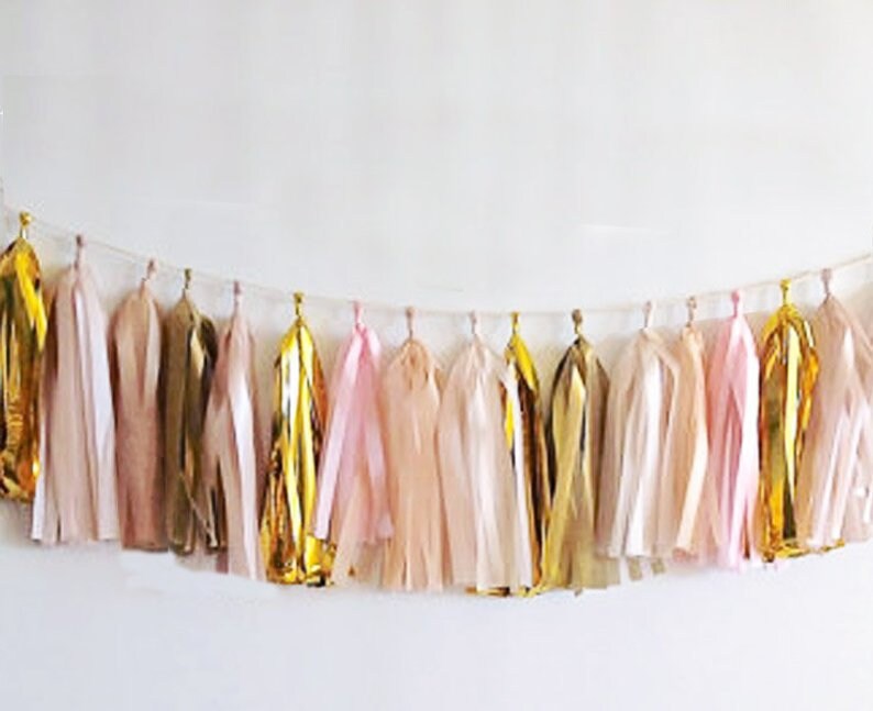 Tassel Garland Hot Pink Light Pink & Antique Gold Party Etsy