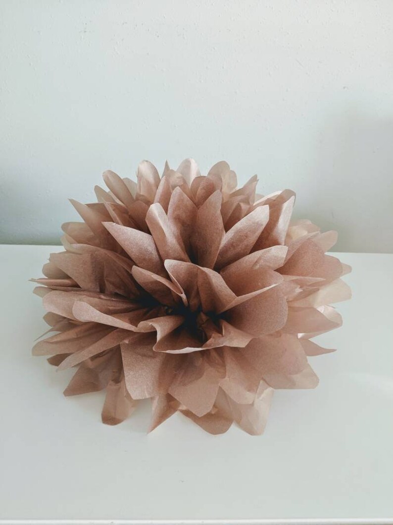 Metallic Rose Gold Tissue Paper Pom Pom Flowers Spring Decor Etsy