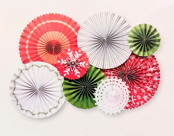 Christmas Paper Fan Decorations & Christmas Party Decoration, Hanging Christmas Decor,  Christmas Wall Decor, Photo Backdrop Ideas, Mantel