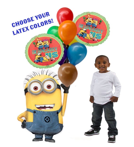 Minion Air Balloons huge 25" Birthday Balloons, Foil Balloon Bouquet, Minions Birthday Party, Despicable Me 4