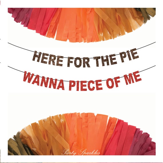 Here for the Pie, Want a Piece of Me? Thanksgiving Feast Banner, holiday dinner decor, door decorations, Pumpkin Pie Spice, Apple, Pecan