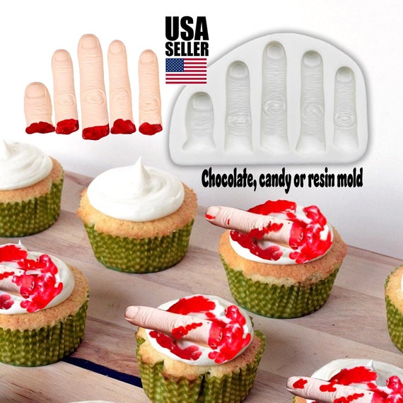 Halloween severed finger silicone mold for resin, chocolate or candy. Creepy, spooky witch fingers, human skeleton hand
