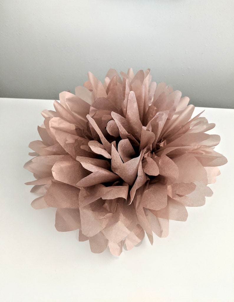 Metallic Rose Gold Tissue Paper Pom Pom Flowers Spring Decor Etsy