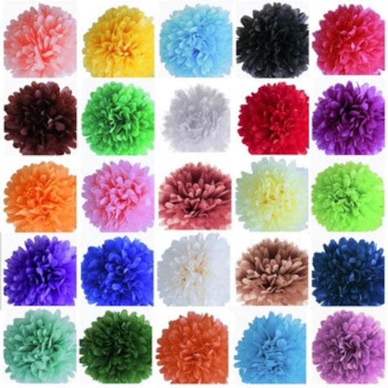 20 Tissue Paper Pom Poms 20 Piece Set Pick Your Colors Bulk Etsy