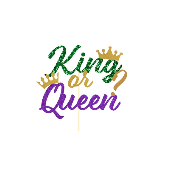 King or Queen Cake Topper, Mardi Gras Gender Reveal, Baby Shower, gender reveal balloon mardi gras, gender reveal ideas