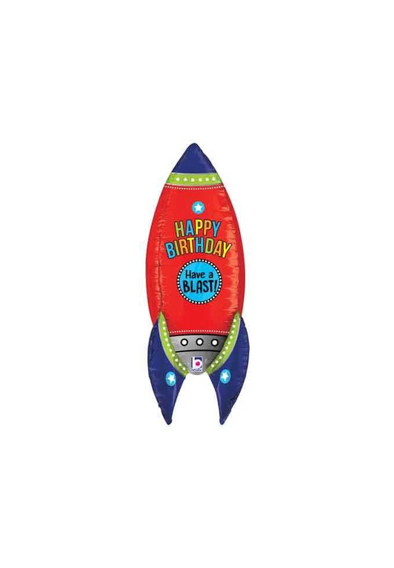 Rocket Birthday Balloon, Have a Blast! Space Theme Party Balloon, Rocket Birthday Party, Space party Decor Happy Birthday Balloon