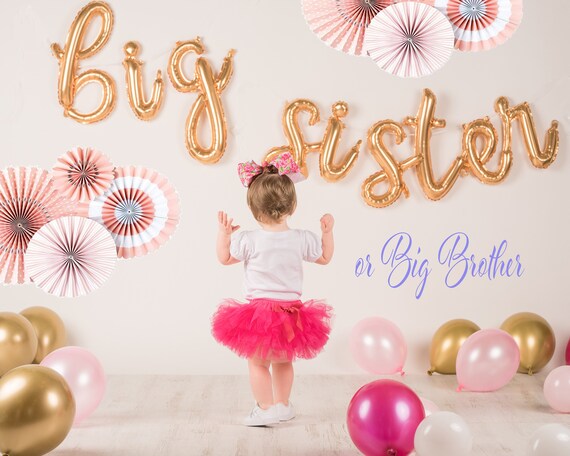 Big Sister Balloon or Big Brother Banner, Baby Announcement Photo Shoot, Instagram Announcement Banner, Pregnancy Announcement Ideas