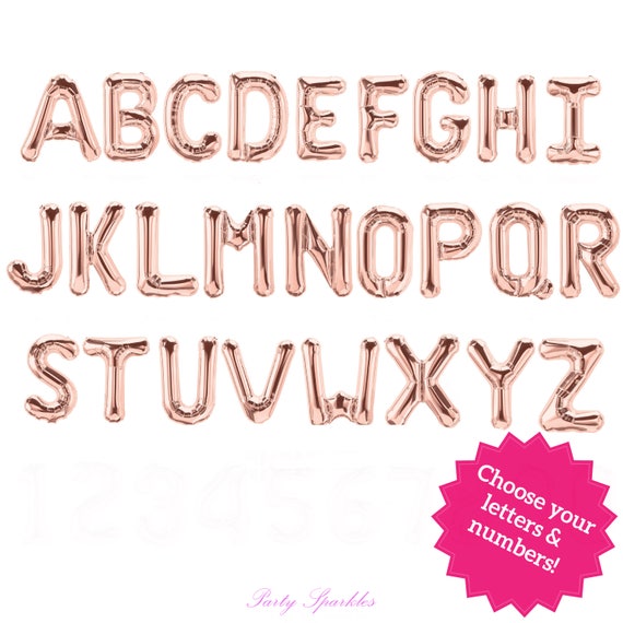 40"  Rose Gold Balloon Letters and Numbers. Custom Word, Name, or Phrase Banner for Birthdays, Graduations, and Party Decor