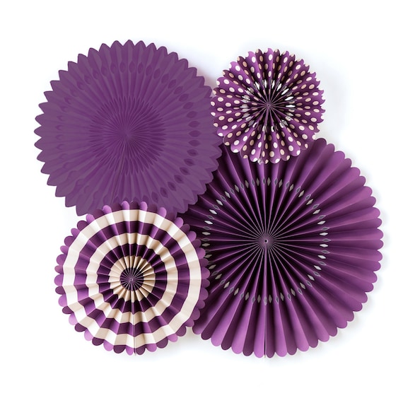 Purple fans, backdrop birthday, Purple rosettes birthday, Halloween party, Purple Party decor, Purple Party decor