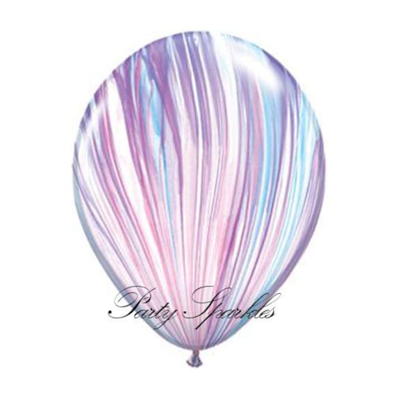 Unicorn Balloons, Marble Birthday Ideas, Frozen Balloons, Swirl Balloons, Agate Balloons in Purple, White and Blue, Paint balloon