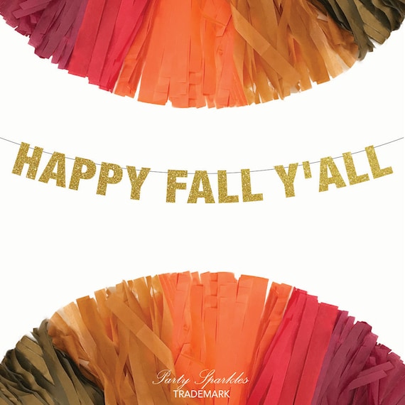 Happy Fall Y'all Banner, Give Thanks Glitter Banner, Friendsgiving Glitter Banner, Blessings Glitter Banner, Thanksgiving Banner