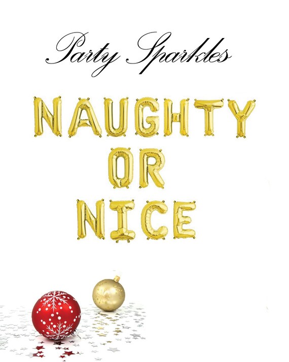 Naughty or Nice balloons, naughty in rose gold, gold or silver balloons, Funny Christmas balloons, 14" Balloon Banner for Christmas