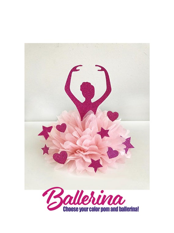 Ballet Party Decorations, Ballerina Centerpiece Pom, custom colors, Dance decor, first birthday, Dancing party, pink birthday celebration