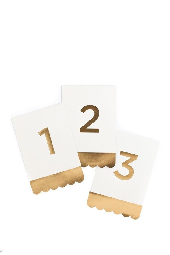 Table Numbers for Weddings, Receptions, Events & Parties with stand, Dining Table Modern 24 pack of Gold and Ivory Table Numbers 1-24, Gold