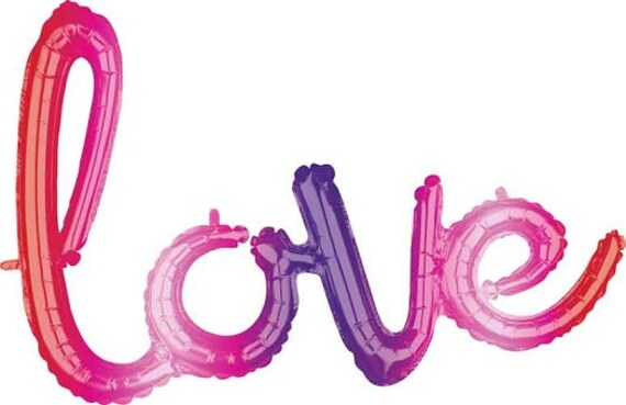 Ombre Love Script Balloon Pink to Purple for Valentines Day Decor, Engagement Party, Bachelorette party, Baby Shower, Wedding decor