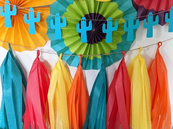 Fiesta Tassel Garland Decorations, Fiesta Party, Cinco De Mayo Decorations, Taco bout a Party decor, Paper Flowers, Bachelorette Party