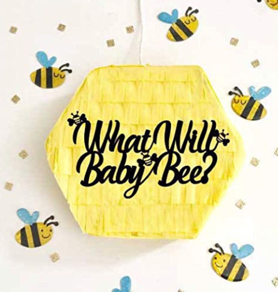 Bee Theme Gender Reveal Piñata Pull String, Bumble Bee Reveal ideas, What Will  Baby Bee Piñata, Bee Theme Decor Hive Piñata, honey bee