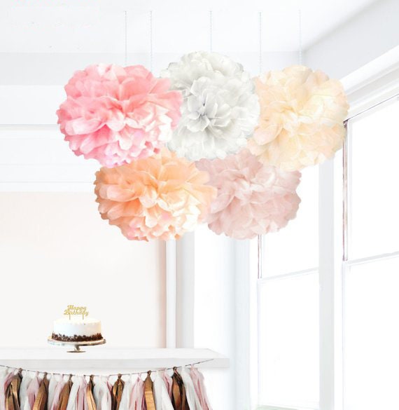 Pink and White Garland, Girl Nursery Ideas, Pom Pom Wall Hanging