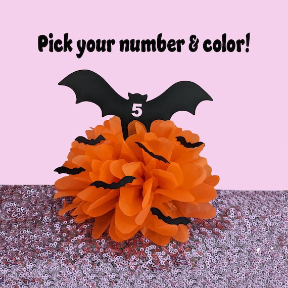 Halloween Birthday Bats Centerpiece Decorations Custom age & color halloween party decor, Birthday Party Decor