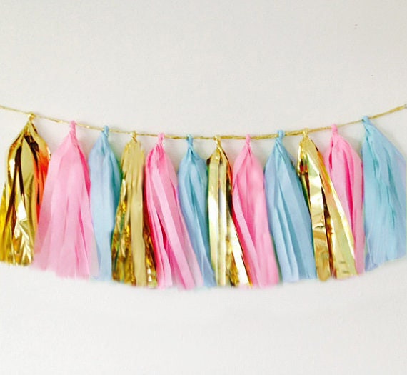Ghirlande Con Nappe Per Feste – 15 Pezzi In Blu Navy, Rosa E Oro Rosa, Decorazioni Per Rivelare Il Sesso, Matrimonio E Compleanno