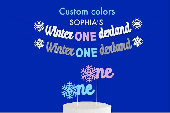 Winter ONEderland  birthday decorations for girl, banner, cake topper, balloons for boy Decor, Party Decorations Photo Banner