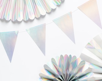 Holographic Pennant Banner, Iridescent Pennant Banner, opal pennant banner, aurora borealis pennant banner