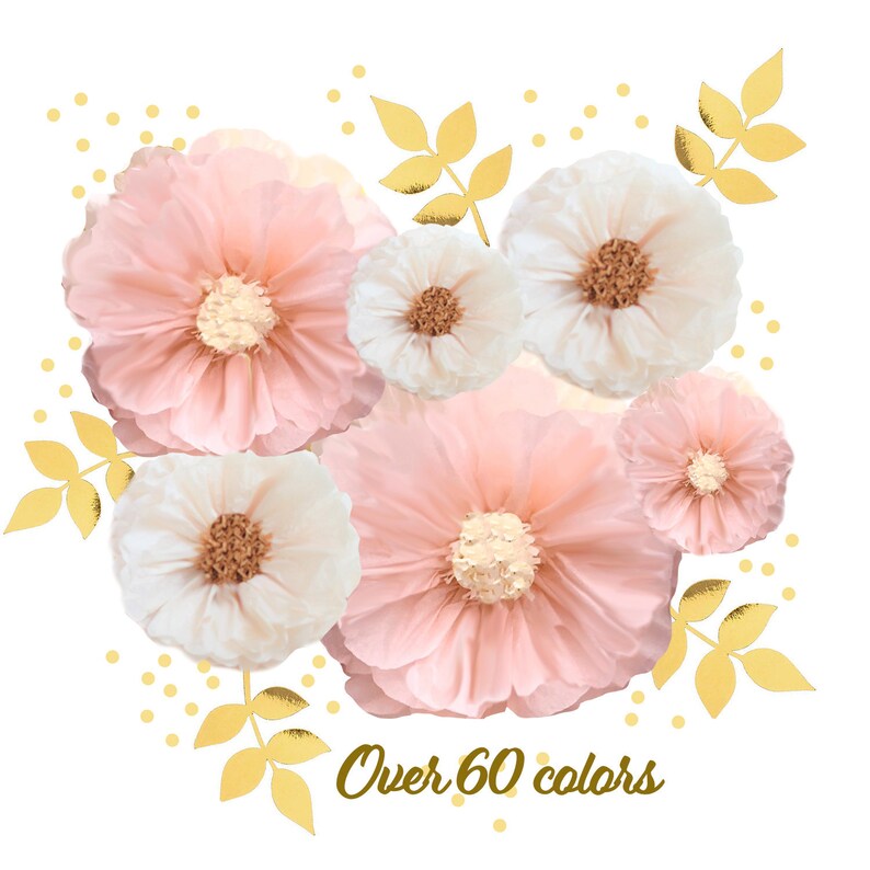 Large Paper Flowers Backdrop Wall Neutral Baby Shower Custom Etsy