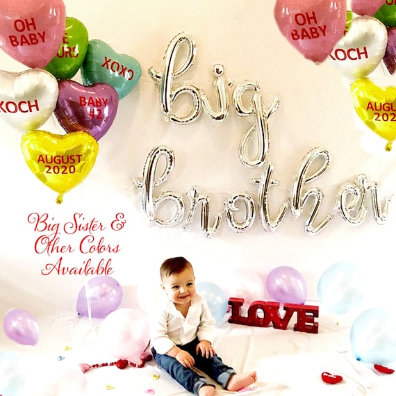 Big Brother Balloon or Script Big Sister Banner, Baby Announcement Photo Shoot, Instagram Announcement Banner, Pregnancy Announcement Ideas