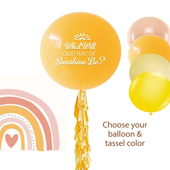 LIttle Ray of Sunshine Gender Reveal Balloon, Reveal Ideas, He or She What Will our Ray of Sunshine Be? Trip around the Sun Pastel Rainbow