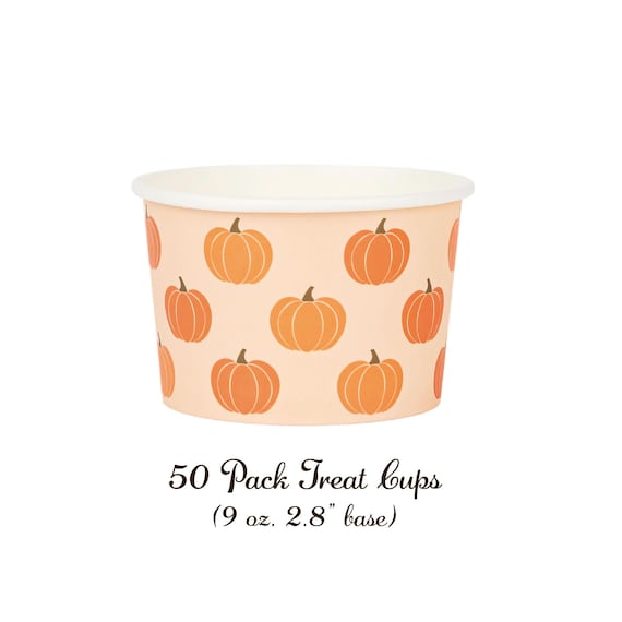 Treat Cups 50 Disposable Fall Pumpkin or Halloween Thanksgiving, Coffee Cups, Treat Bags, Napkins, Plates, Pastel Party, Hello Pumpkin