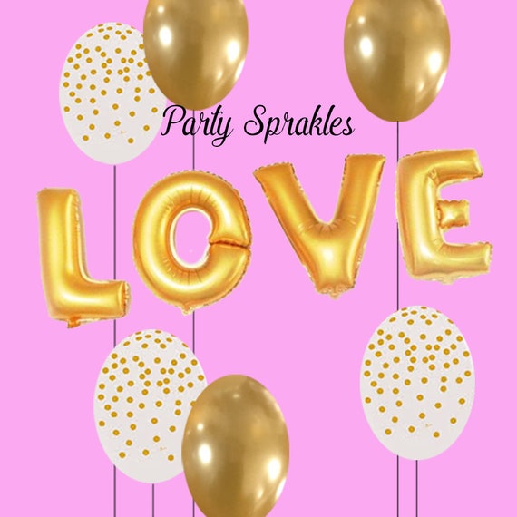 LOVE Balloon Rose Gold, Silver, Gold Kit for Valentines Day Decor, Engagement Party, Bachelorette decorations, Baby Shower Backdrop