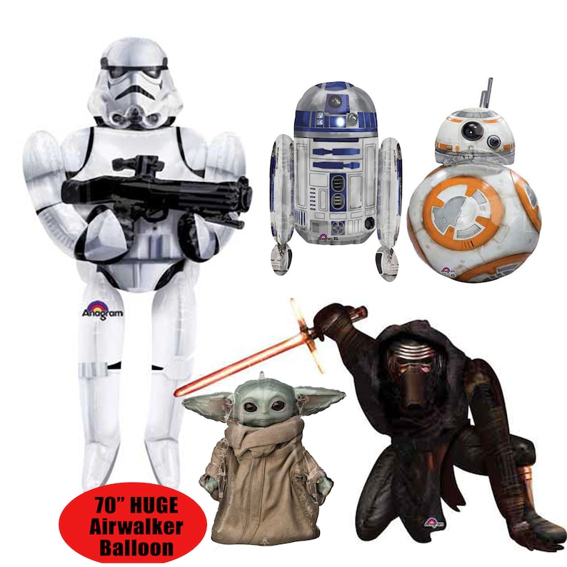 Star Wars Party Decor Balloons, Storm Trooper Air walker Balloon, Kylo Ren, BB8, R2D2, Baby Yoda Darth Vader Balloon, decoration birthday image 1