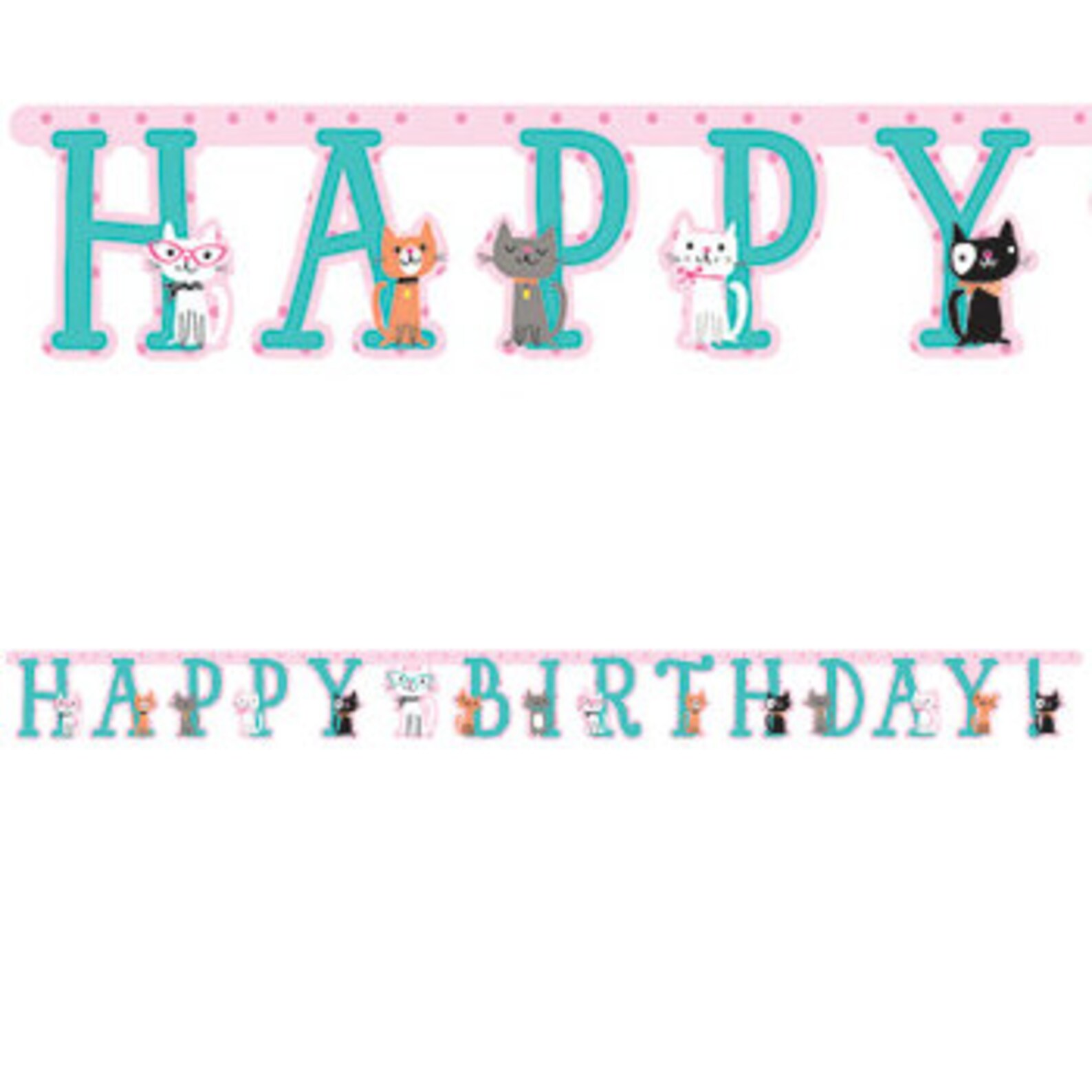 Happy Birthday Kitty Cat Banner Vintage Cat Birthday Banner | Etsy