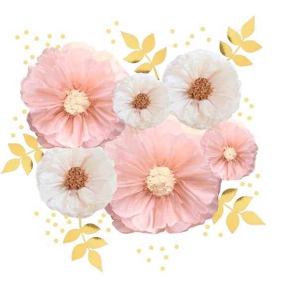 Giant Paper Flowers (Light Pink, Blush,you choose) Decorations for Wedding, Birthday Party & Baby Shower, Large Neutral baby shower, Nursery