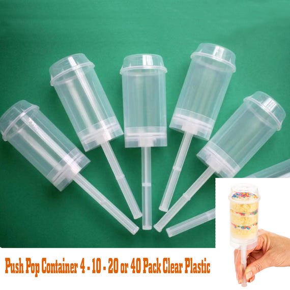 Push Pop Container 4 - 10 - 20 - 40 Pack Clear Plastic Push Pops Confetti Maker, Party Cake for Birthday, Wedding, Engagement, Gender Reveal