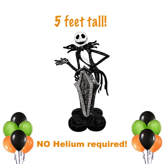 Jack Skellington Balloon Airloonz, Nightmare Before Christmas Halloween Decor, Cemetery, Gravestone, Gravesite, Huge 5 feet tall, foil
