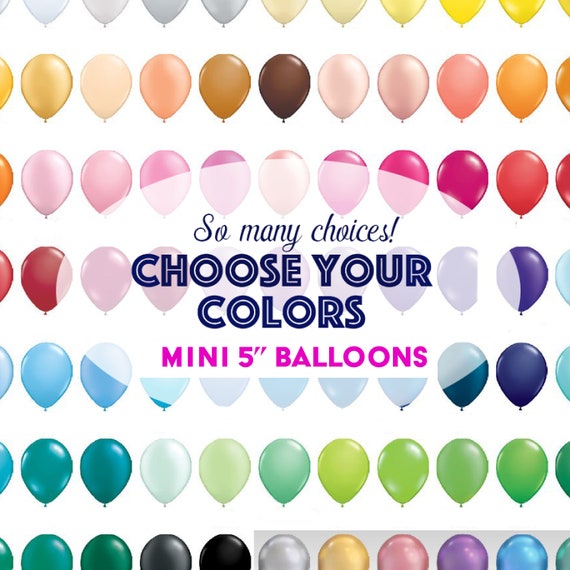 Mini Balloons - Rose Gold, Blush, Navy, Mauve, Rose Gold, Ivory - 5" Mini Latex Party Mix Custom Colors Bridal Shower, Baby Shower, Birthday